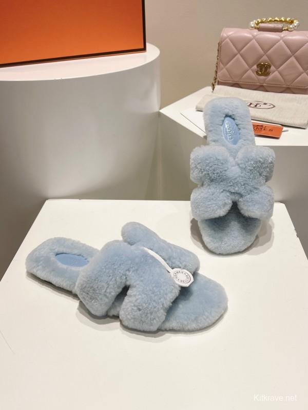 Hermès 2025 SS Love Slipper Flat Wool Slipper - LY00240