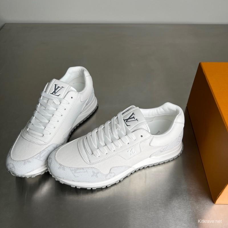 Lv Run Away Calfskin Leather Round Toe Lace-Up Low Top Casual Shoes Men's - YC