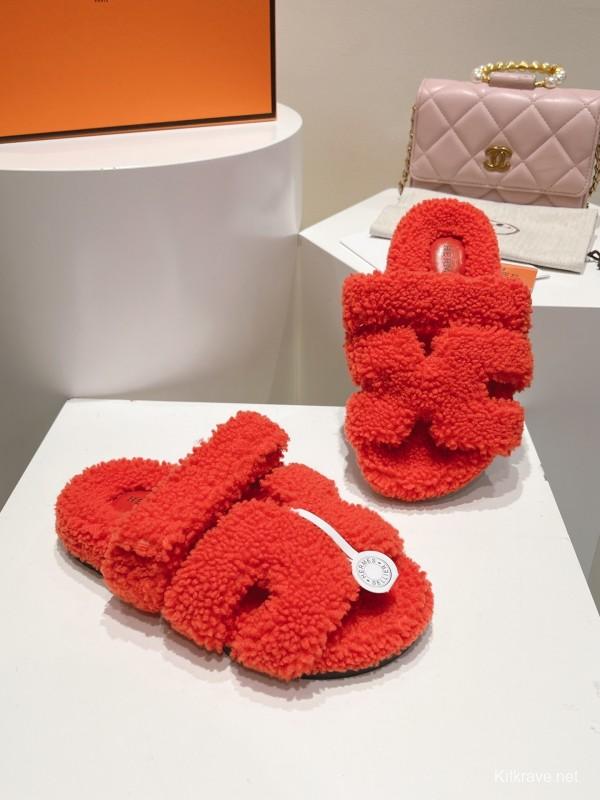 H Love Uncle Full Fur Slippers with Grain Fur - LY00300