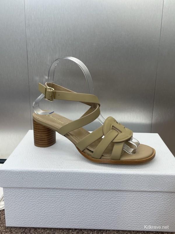 Dior D-Club Jelly Color Hollow Layered Cross Strap Mid Heel Women's Shoes - KFY00290