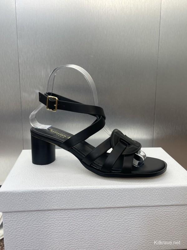 Dior D-Club Jelly Color Hollow Layered Cross Strap Mid Heel Women Shoes - KFY00290