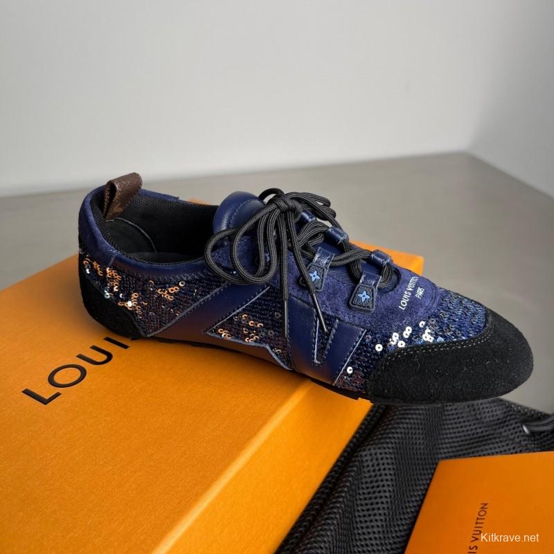 L v Sneakerina 2025/SS Ballet Round Toe Lace-Up Low Top Casual Lifestyle Shoes - YC