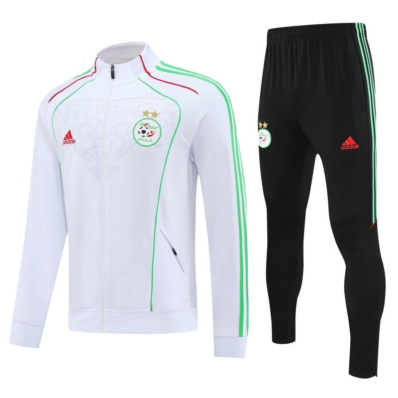 2026 Algeria White with Green and Red Stripes FULL Zipper Jacket Tracksuit +Long Pants