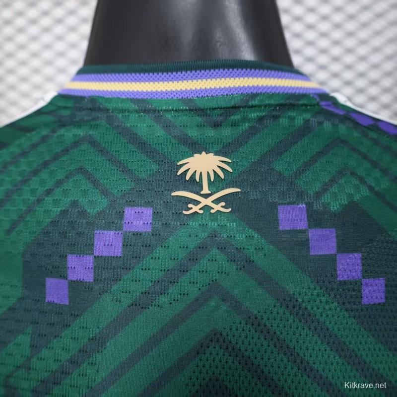 Player Version 2026 Saudi Arabia Home Green with Geometric Diamond Pattern Jersey
