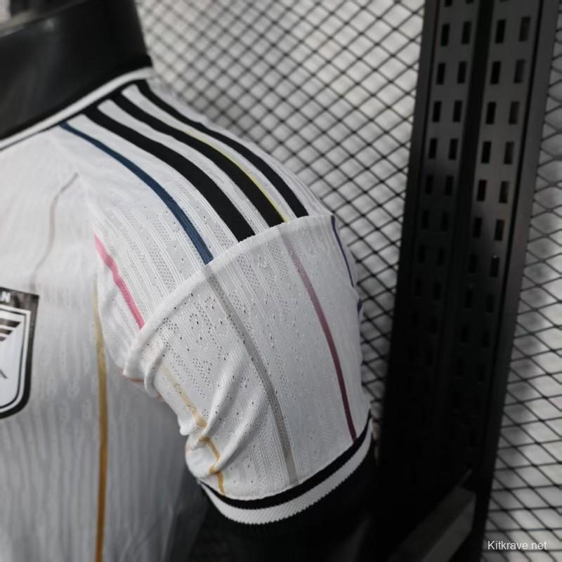 Player Version 2026 Japan Away White with Colorful Vertical Stripe Pattern Jersey