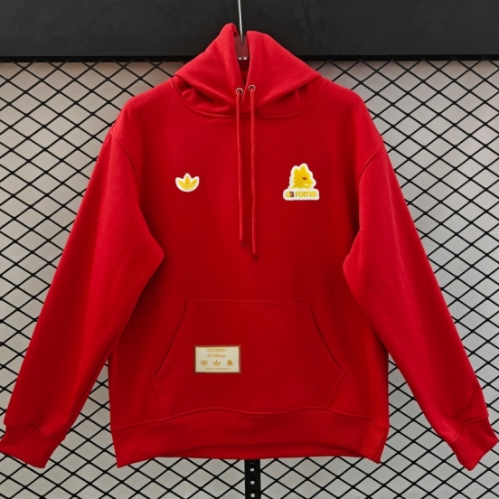25/26 Adidas x AS Roma Retro  Embroidered Logo Hoodie 9 Colors