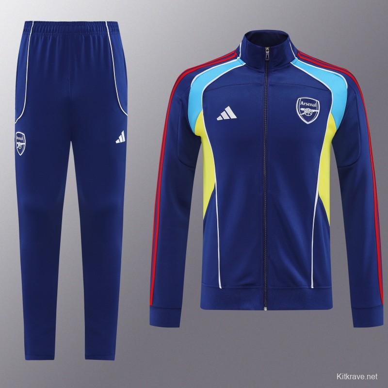 25/26 Arsenal FC Royal Blue Full zipper Jacket Tracksuit+ long pants