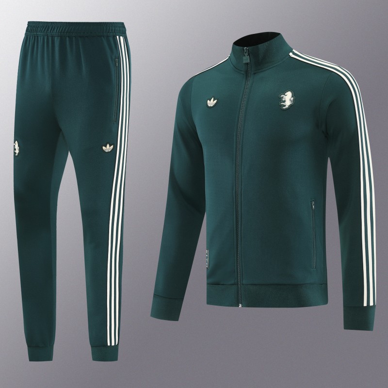 25/26  Juventus Retro Dark Green  Full zipper Jacket Tracksuit+ long pants