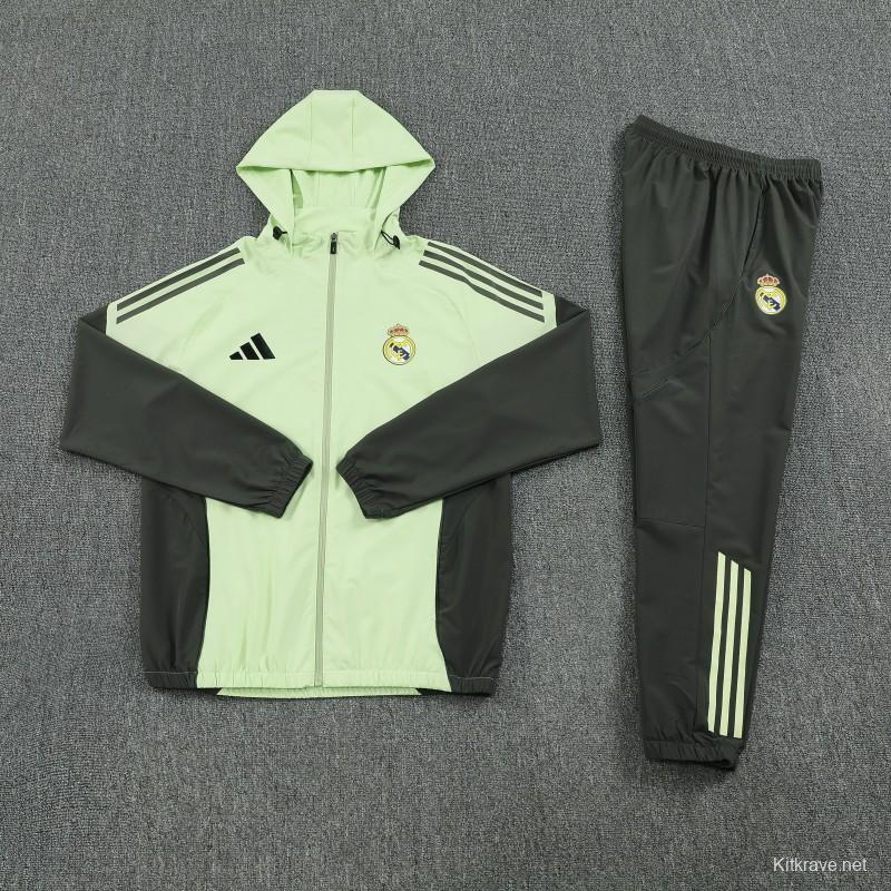 25/26 Real Madrid Mint Green Full zipper Jacket Tracksuit+ long pants