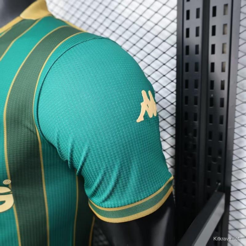 25/26 Player Version  JS Kabylie Home Green Yellow Vertical Stripes Jersey