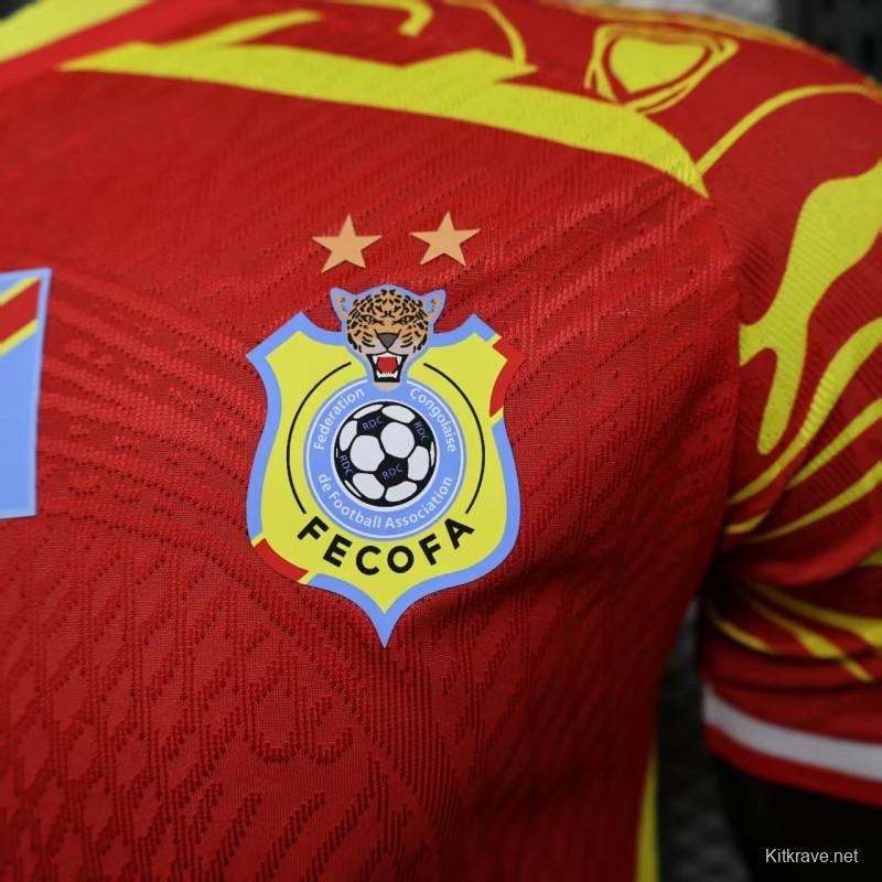 Player Version 2026 DR Congo Away Red Yellow Flame Jersey