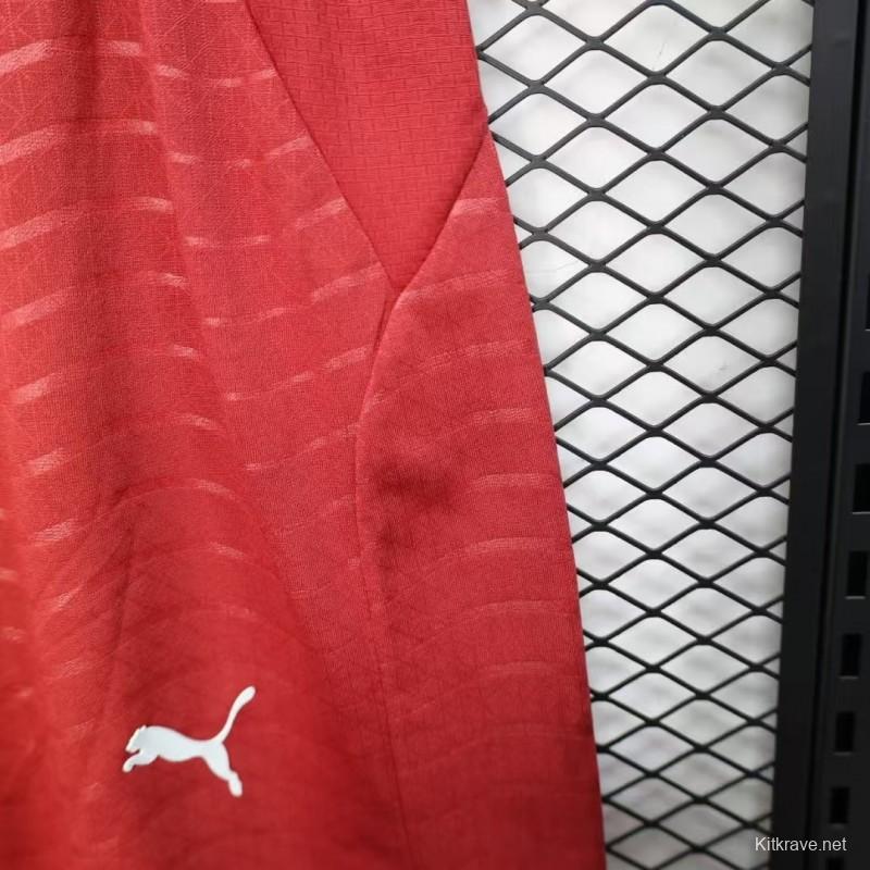 2026 Player Version Portugal Red with Wave Pattern Shorts