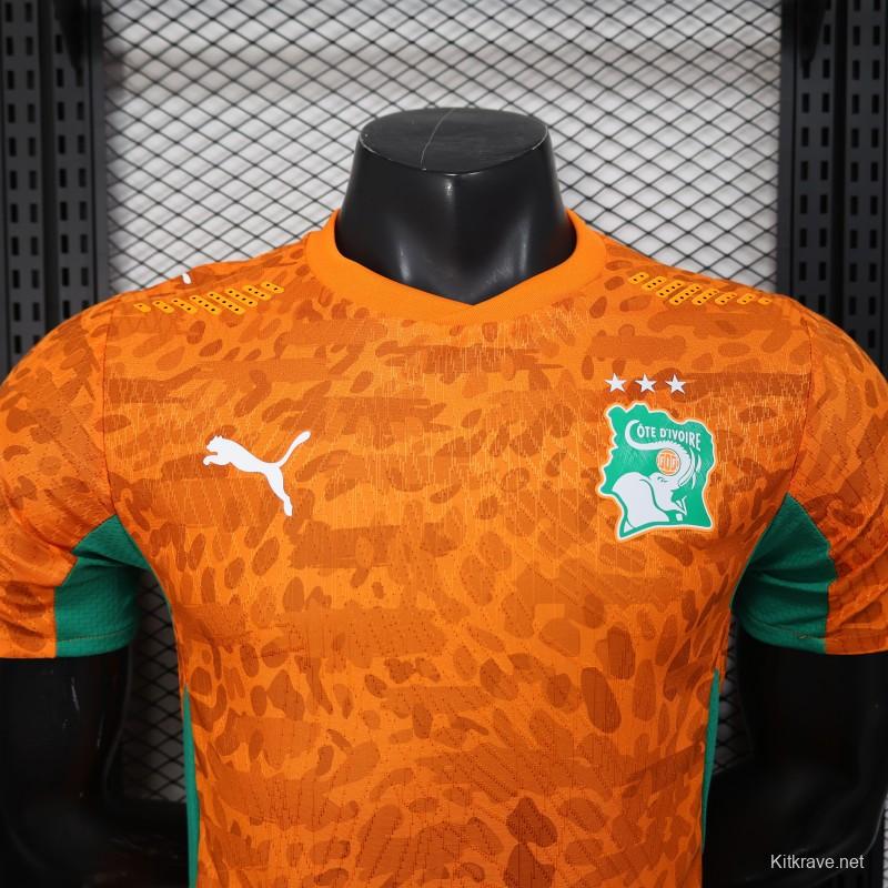 2026 Player Version Ivory Coast Orange with Leopard Pattern Jersey