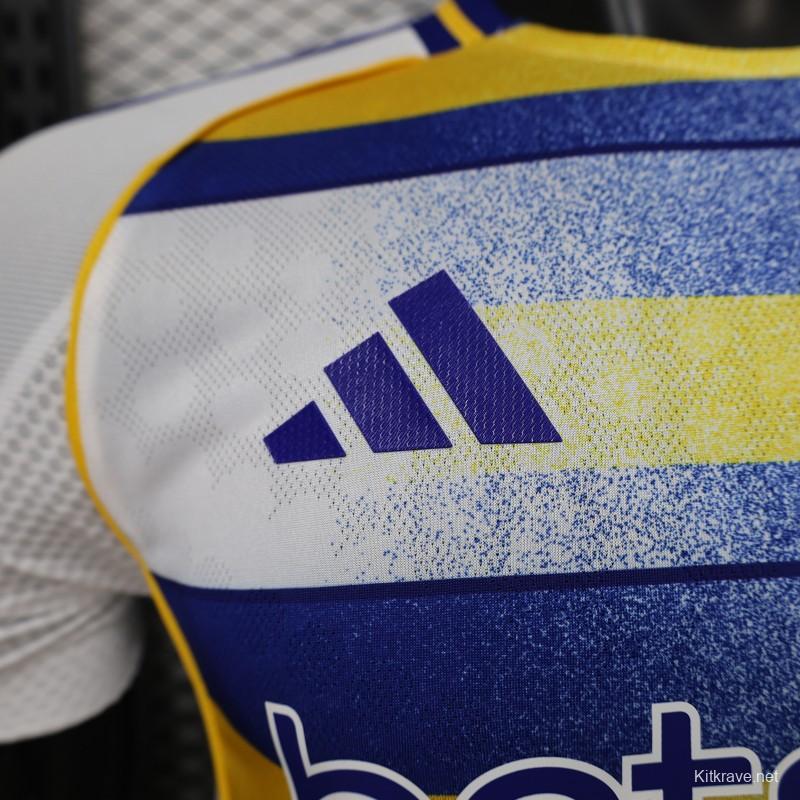 25/26 Player Version Boca Juniors White with Blue and Yellow Gradient Horizontal Stripes Jersey
