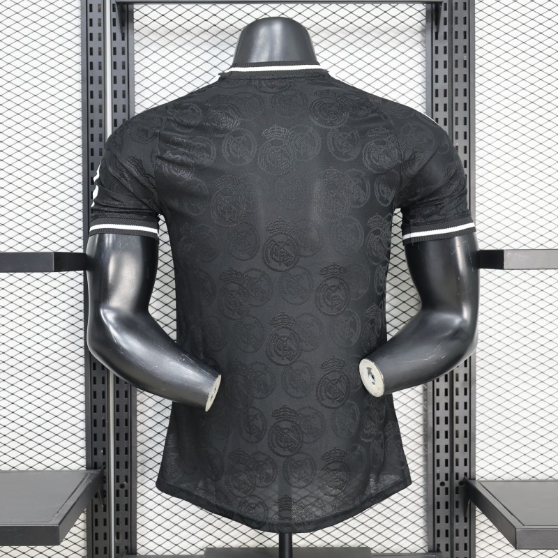 25/26 Player Version Real Madrid Black with Subtle Crest Pattern Jersey