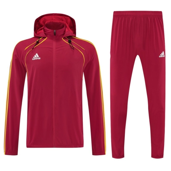 26/27 Adidas Red Full Zipper Hooded Jacket Tracksuit + Long Pants