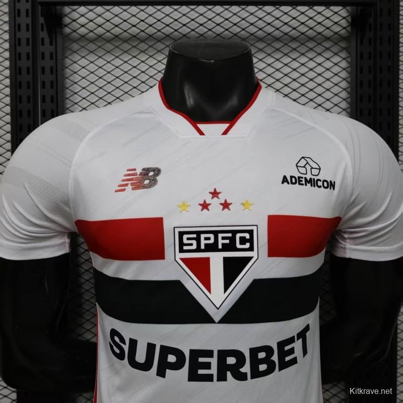 Player Version 26/27  São Paulo FC White with Red and Black Horizontal Stripes Jersey