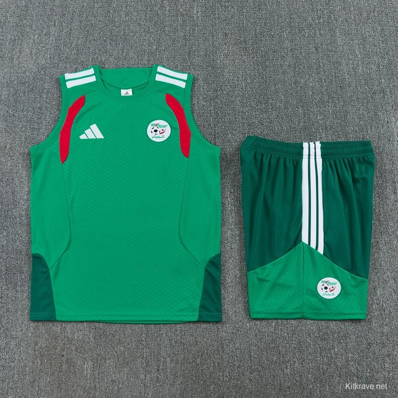 26/27  Algeria Green Sleeveless Training Vest +Shorts Set