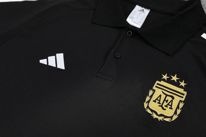 26/27  Argentina Black Polo Training Shirt + Long Pants Tracksuit