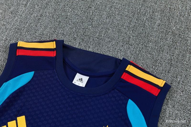 26/27  Spain Navy Blue Sleeveless Training Vest +Shorts Set
