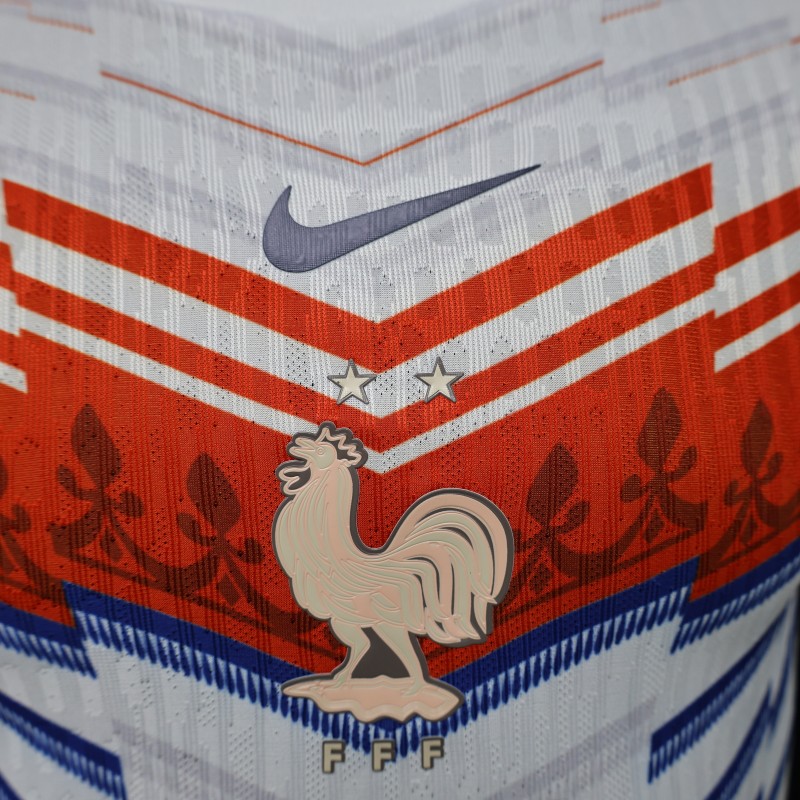 Player Version 2026 France Away White with Red & Blue Chevron Stripe Special Edition Jersey