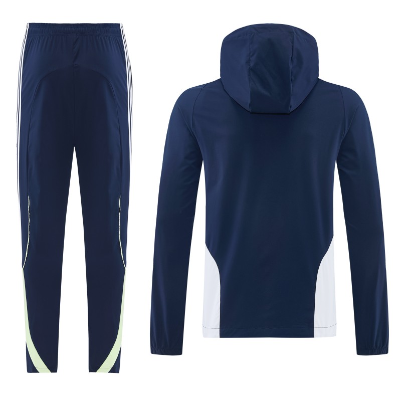 26/27 Real Madrid Navy Blue Full Zipper Hooded Windbreaker Tracksuit + Long Pants