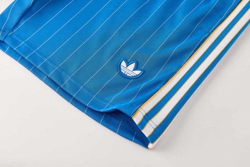 26/27 Real Madrid  Blue Pinstripe  Short Sleeve+Soccer Shorts