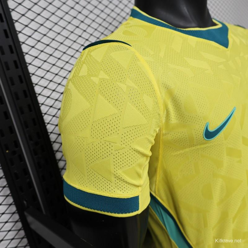 Player Version 2026 Brazil Yellow  Geometric Pattern Home Jersey