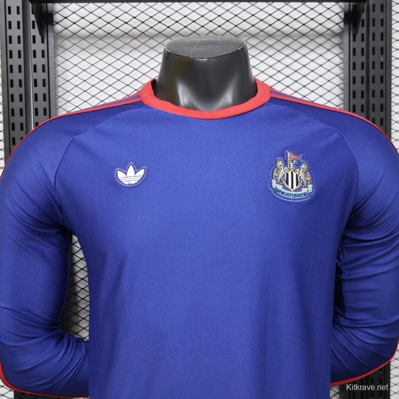 Player Version 26/27 Newcastle United Blue 1990 Vintage Remake  Long Sleeve Away Jersey