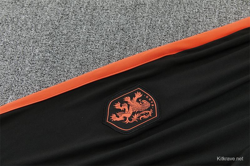 2026 Netherlands Black & Orange  Half Zipper Jacket Tracksuit + Long Pants