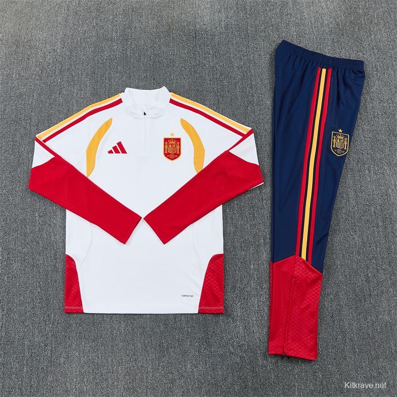 26/27 Spain Away White Half Zipper Jacket Tracksuit + Long Pants