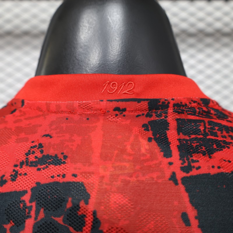 Player Version 2026 Canada National Team Red with Black Grunge Print Home Jersey