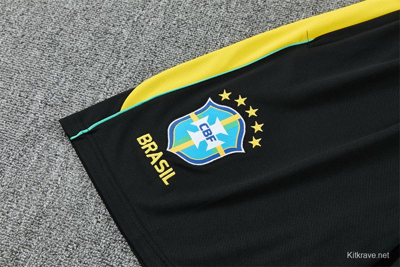2026 Brazil Black & Yellow Short Sleeve+Soccer Shorts