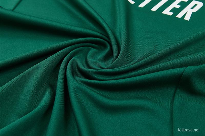 2026 Real Madrid Green & Cream  Half Zipper Jacket Tracksuit + Long Pants