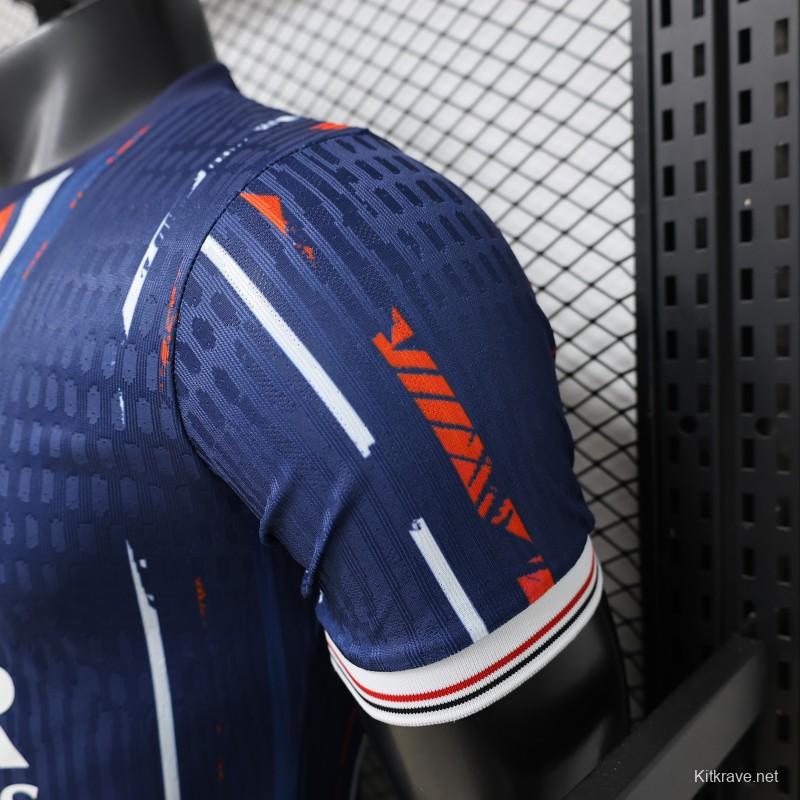 Player Version 25/26 Paris Saint-Germain Navy Blue with Orange Brushstroke Home Jersey