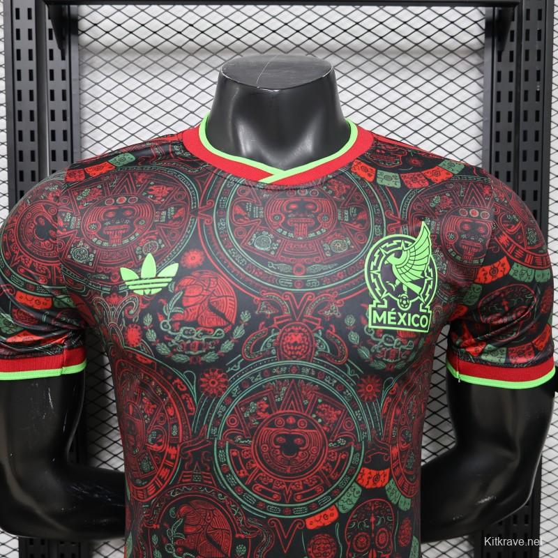 Player Version 2026 Mexico  Black with Aztec Calendar & Day of the Dead Special Edition Jersey