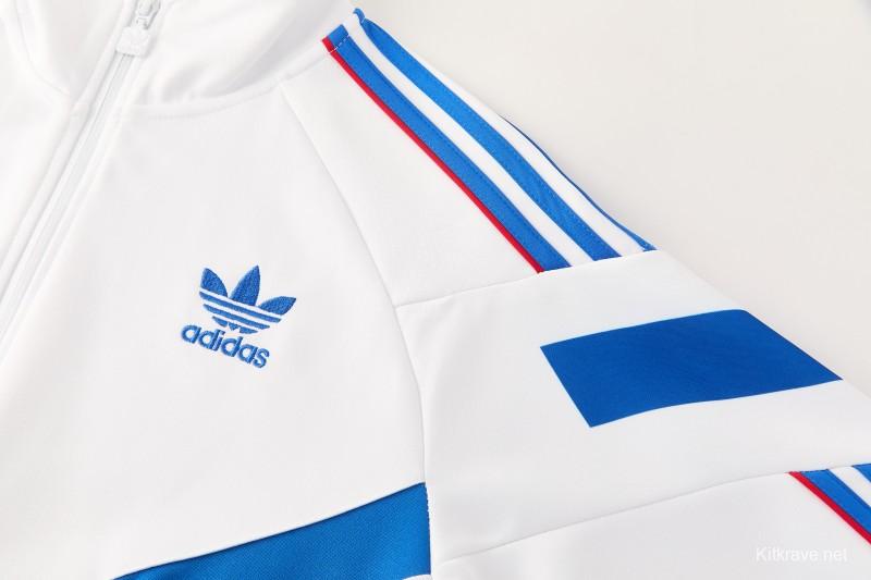 2026/27 Adidas Originals  White Full Zipper Jacket Tracksuit + Navy Blue Long Pants