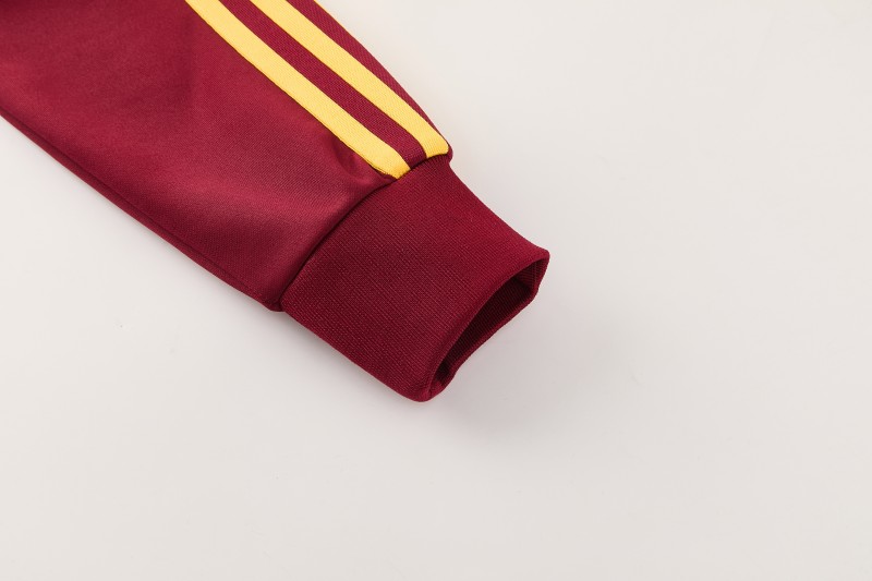 2026/27 AS Roma Burgundy & Gold Full Zipper Jacket Tracksuit +Black  Long Pants