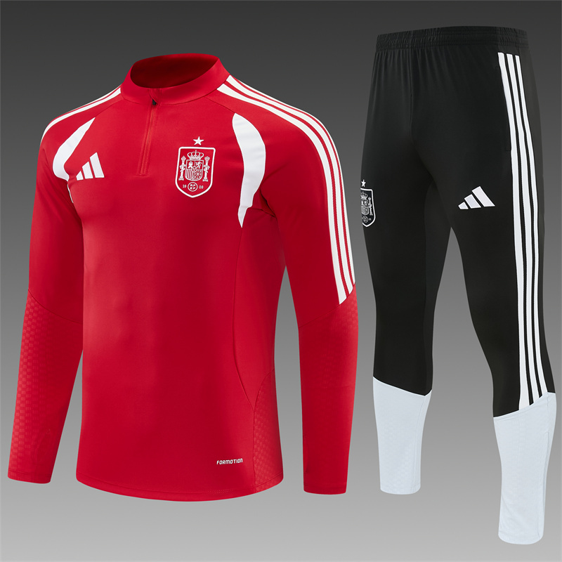 2026 Spain Red Half Zipper Jacket Tracksuit + Long Pants
