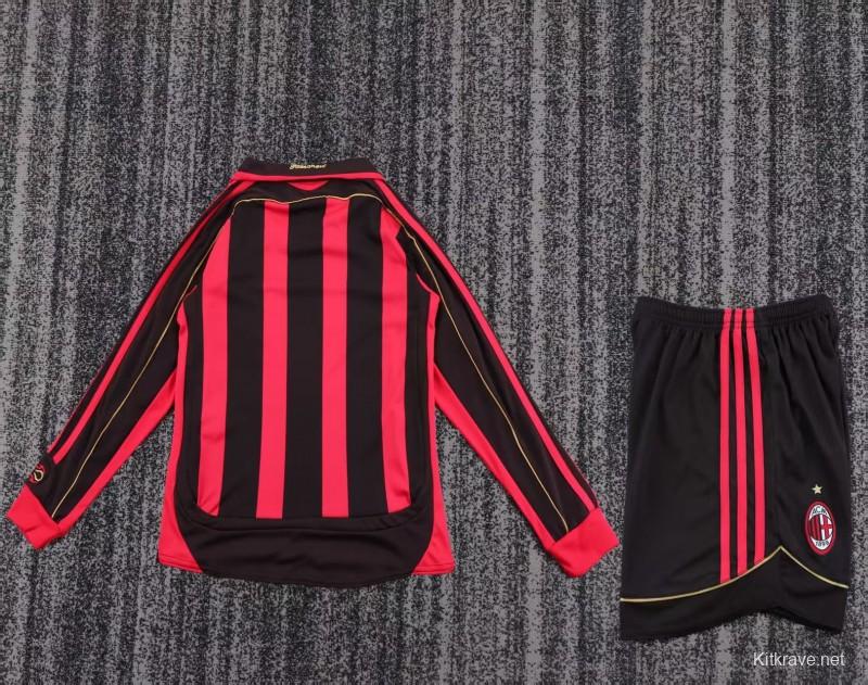 Retro Kids 06/07 AC Milan Home Long Sleeve Jersey
