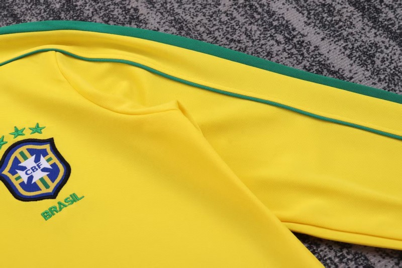 Retro Kids 1998 Brazil Home Long Sleeve Jersey