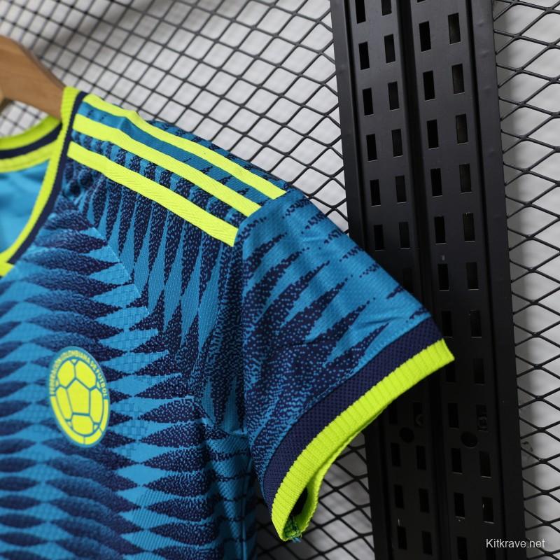 Player Version 2026 Womens Colombia Away Blue with Wave Diamond Pattern Jersey