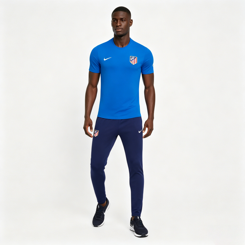 26/27 Atlético de Madrid Blue Short Sleeve Tracksuit + Navy Blue Long Pants