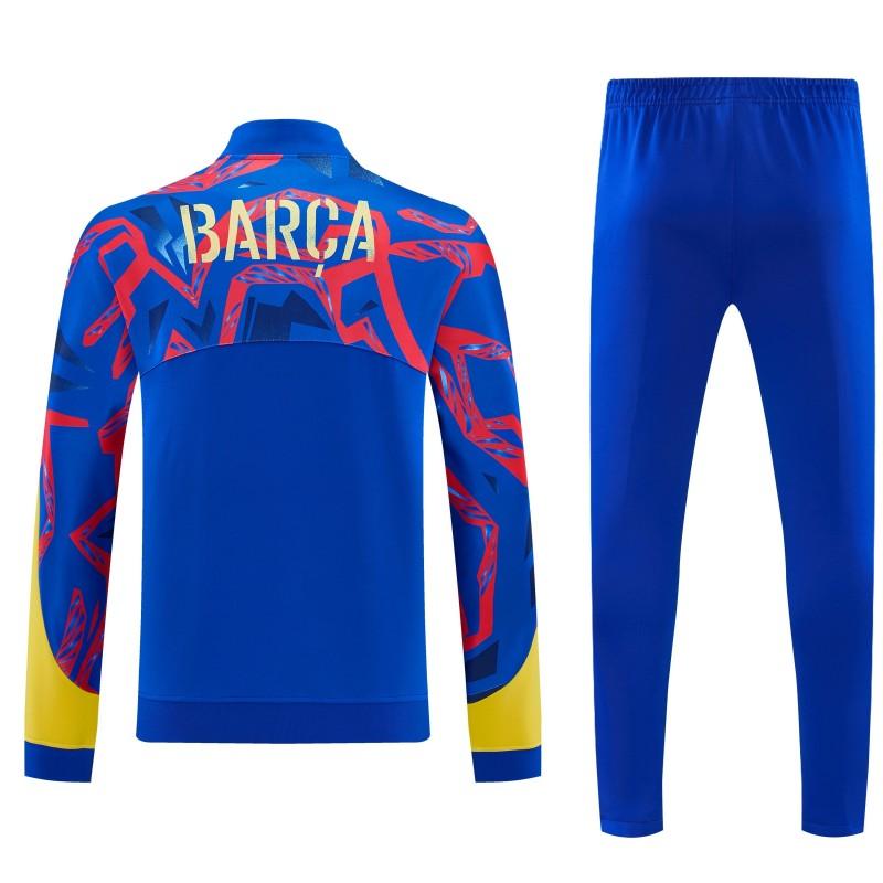 26/27 FC Barcelona Blue with Red  Full Zipper Jacket Tracksuit + Long Pants