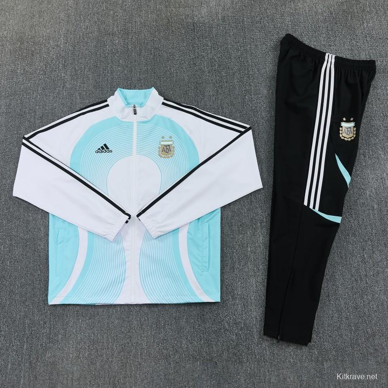 2026 Argentina White & Sky Blue Full Zipper Jacket Tracksuit + Long Pants