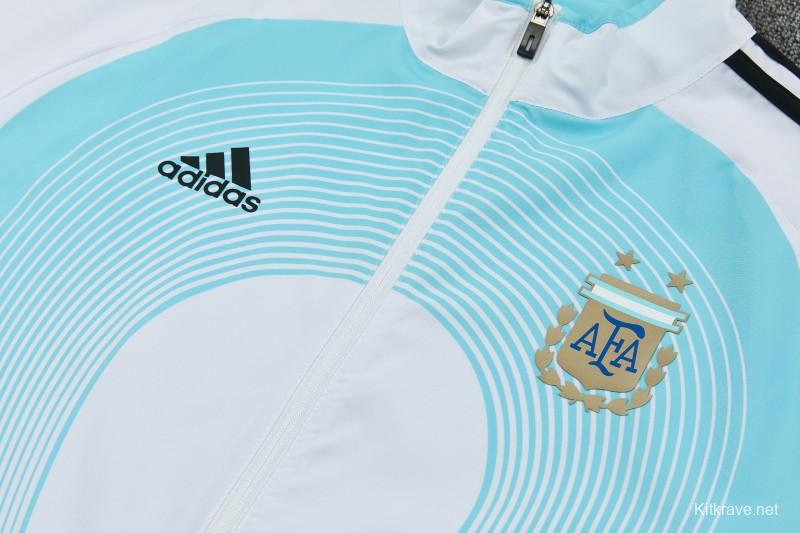2026 Argentina White & Sky Blue Full Zipper Jacket Tracksuit + Long Pants