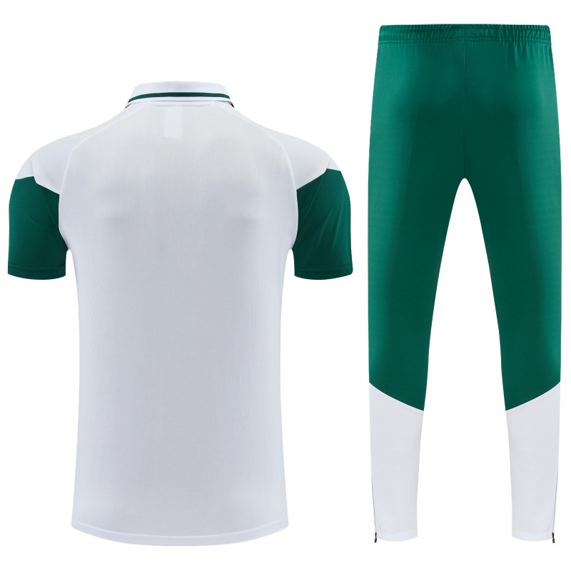 2026 Italy White & Green Half-Zip Polo Short Sleeve Tracksuit + Long Pants