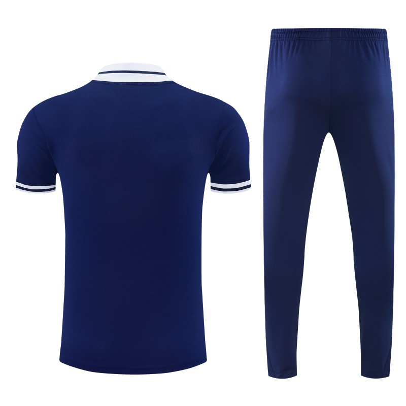 26/27 Paris Saint-Germain Navy Blue with "PARIS" Eiffel Tower Short Sleeve Tracksuit + Long Pants