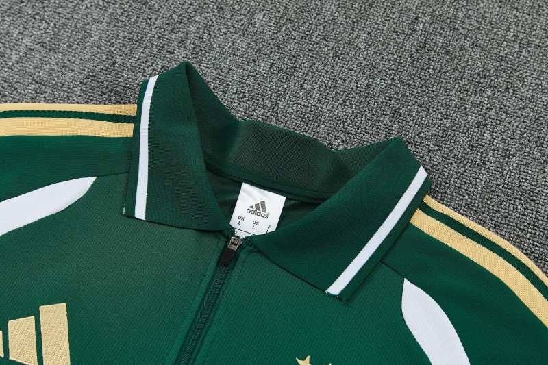 2026 Italy Green & White Half-Zip Polo Short Sleeve Tracksuit + Long Pants