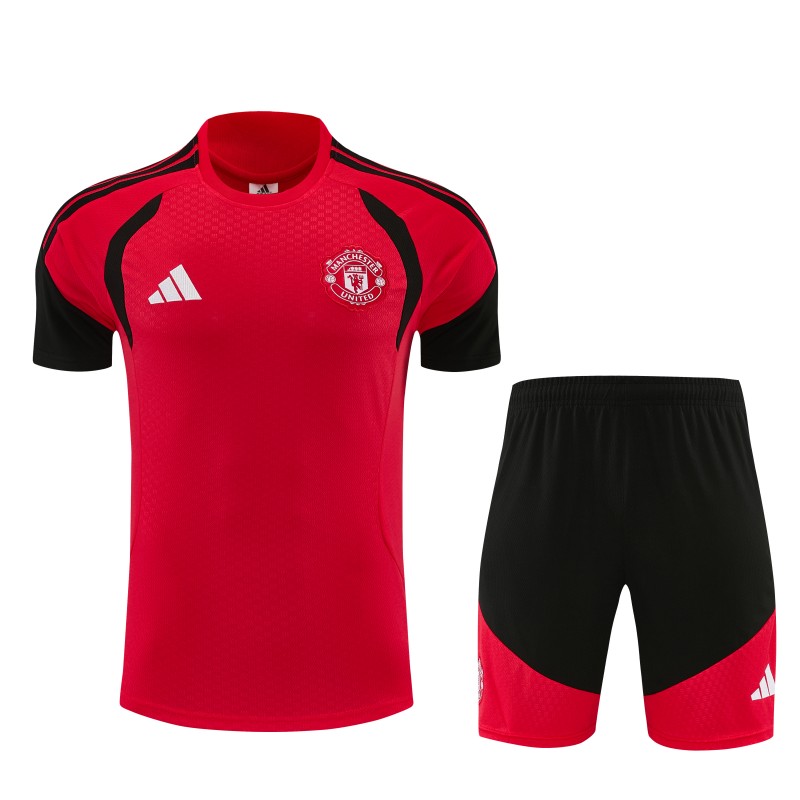 26/27 Manchester United Red & Black Short Sleeve+ Soccer Shorts